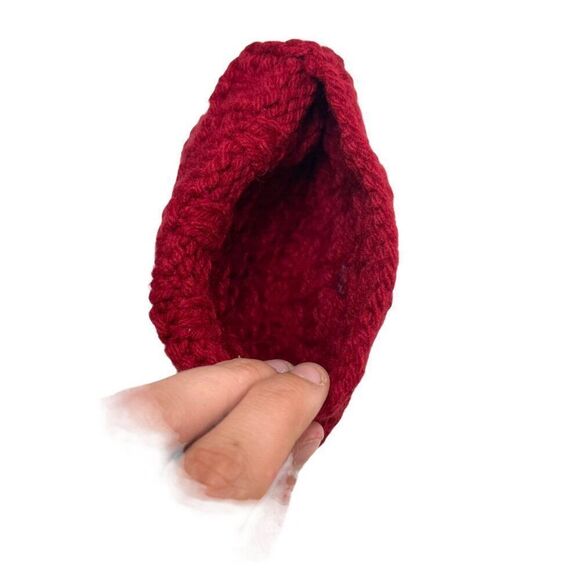 Handmade Crochet Knit Purse Set Red & Pink Yarn Button Shoulder Bag & Coin Pouch - Picture 3 of 11